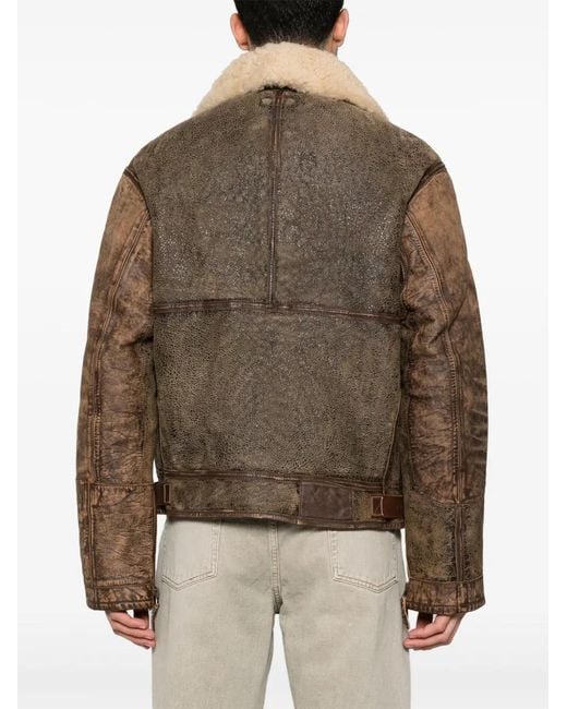 Polo Ralph Lauren Brown Annual Shearling Regular-Fit Leather Jacket for men