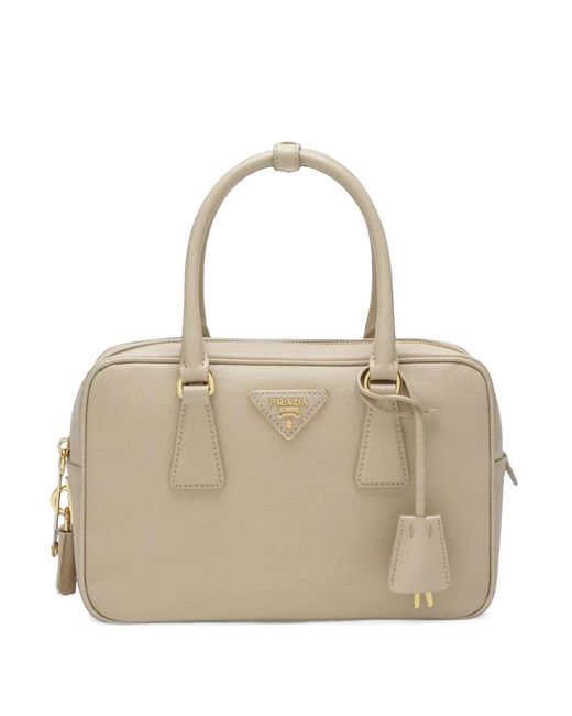 Prada Natural Small Saffiano Leather Top-Handle Bag