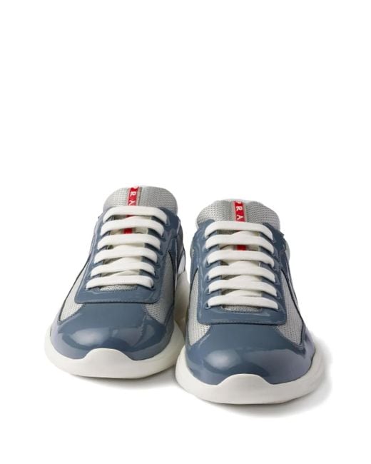 Prada Blue Patent Leather-Blend America's Cup Sneakers for men