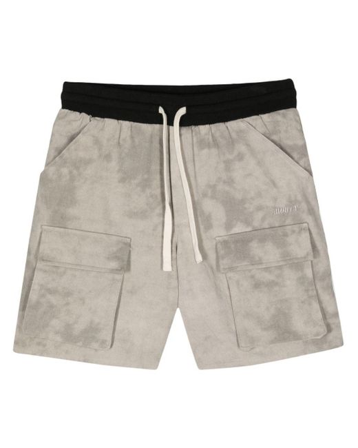 MOUTY Gray Tie-dye Drawstring Cotton Shorts for men