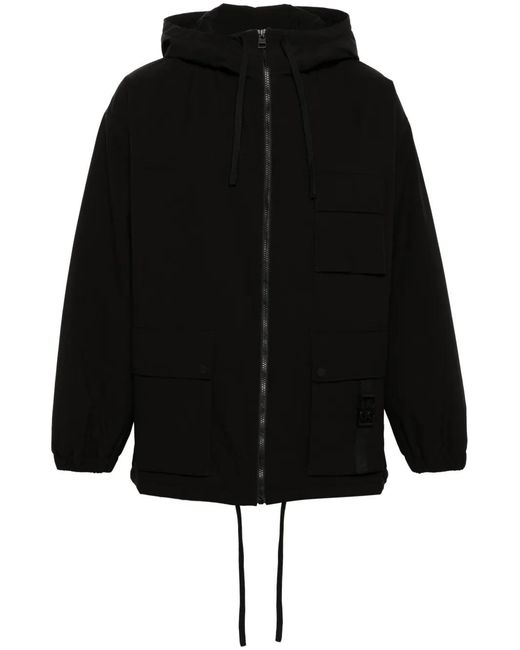 HUGO Black Ripstop Hooded Cargo Jacket for men
