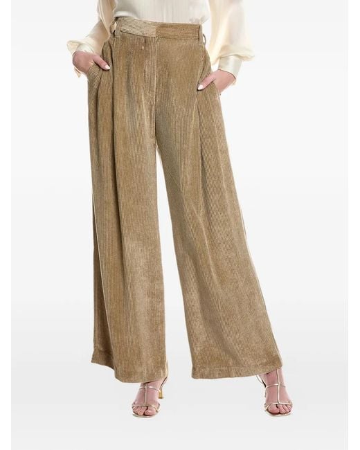 Brunello Cucinelli Natural Wide-Leg Corduroy Trousers
