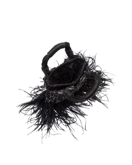 Isla Black Glam Plumas Tote Bag mit Feder