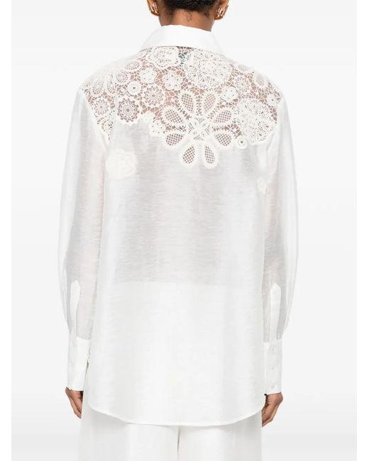 Aje. White Gia Embroidered Shirt