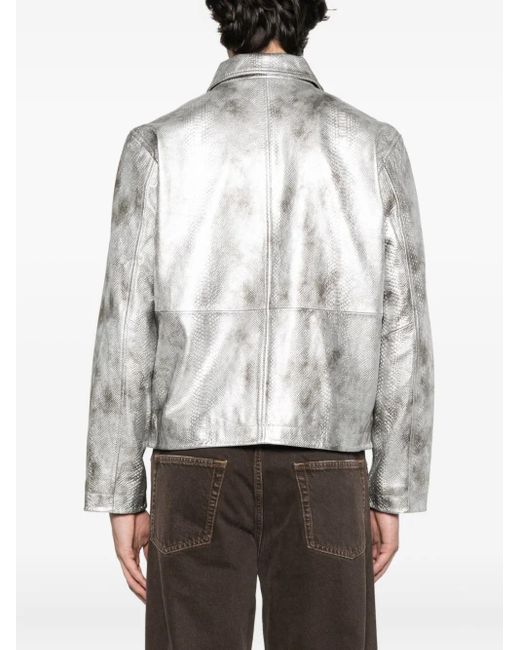 sunflower White Snakeskin-Effect Zip-Front Jacket for men