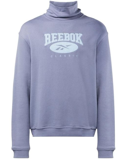 Reebok Blue Logo-Appliqué Roll-Neck Sweatshirt