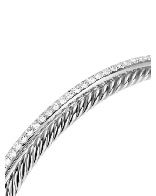 David Yurman White Bracelet Crossover Two Row En Sterling Pavé De Diamants (6 Mm)