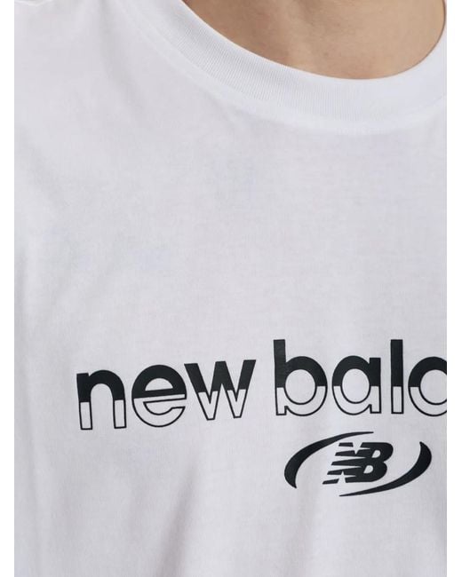 New Balance White Trackside Logo-Print T-Shirt for men