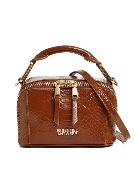 Essentiel Antwerp Brown Bobbi Croco-Effect Shoulder Bag