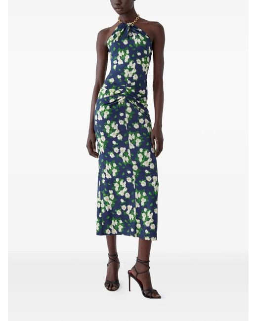 Carolina Herrera White Floral-Print Jersey Halterneck Dress