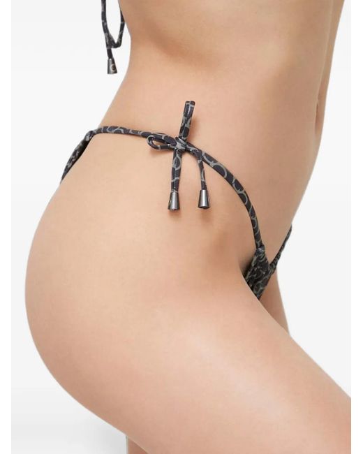 Trussardi Natural Monogram-Print Side-Tie Bikini Bottoms