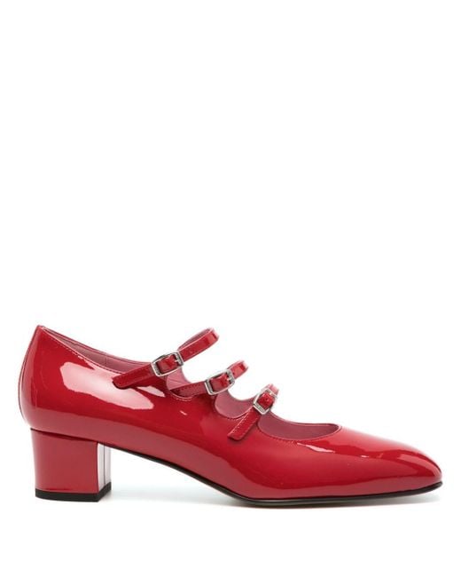 CAREL PARIS Red Kina Leather Mary Jane Shoes