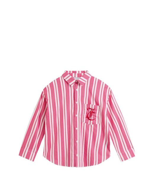 Juicy Couture Pink Striped Logo-Embroidered Pajama Top