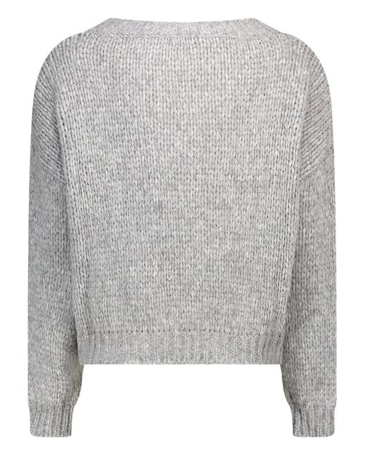 Roberto Collina Gray V-Neck Long-Sleeve Knitwear