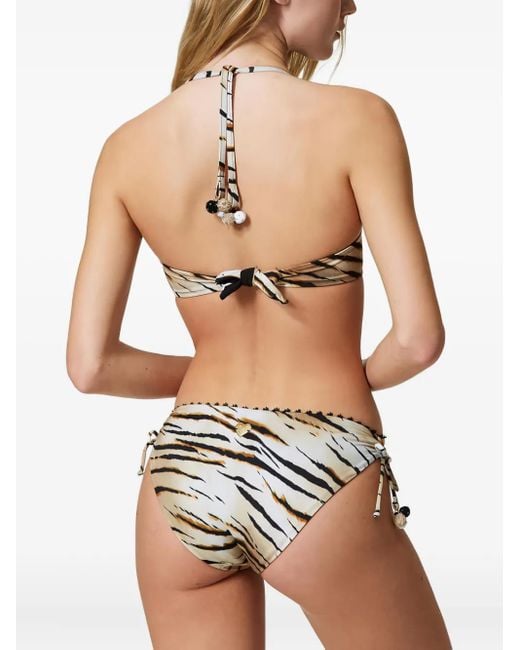 Top de bikini con animal print Twinset de color Natural