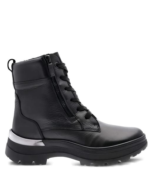 Ara Black Calais Lace-Up Combat Boots