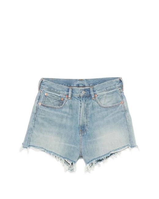 Denimist Blue Brooke Faded-Wash Frayed Shorts