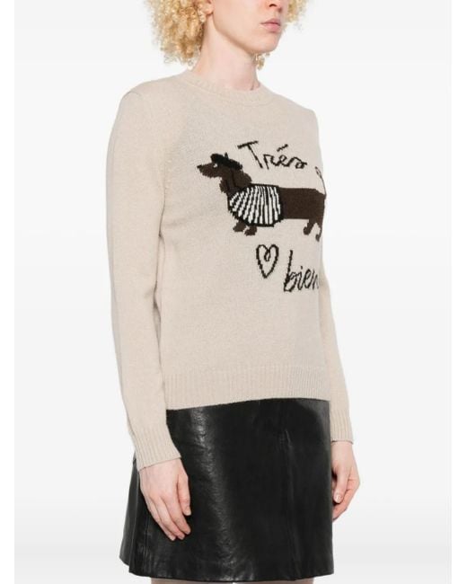 Weekend by Maxmara Natural Embroidered Crew Neck Sweater