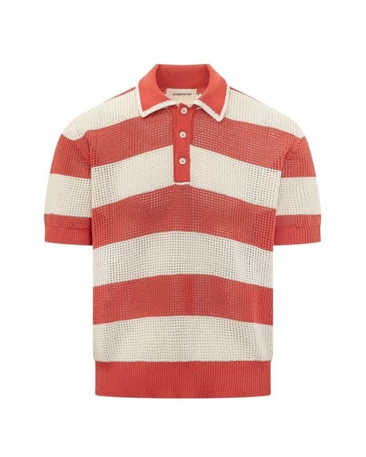 Atomo Factory Red Striped Polo Shirt for men