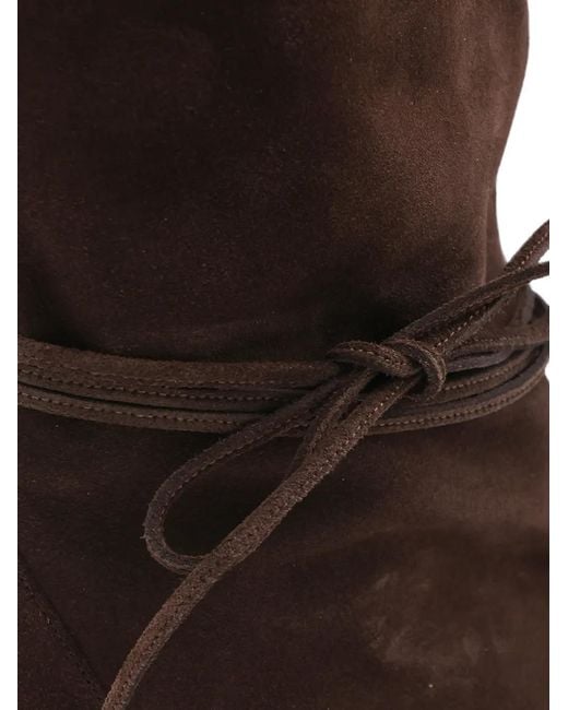 Odissi Black Lace-Up Wedge-Heel Boots
