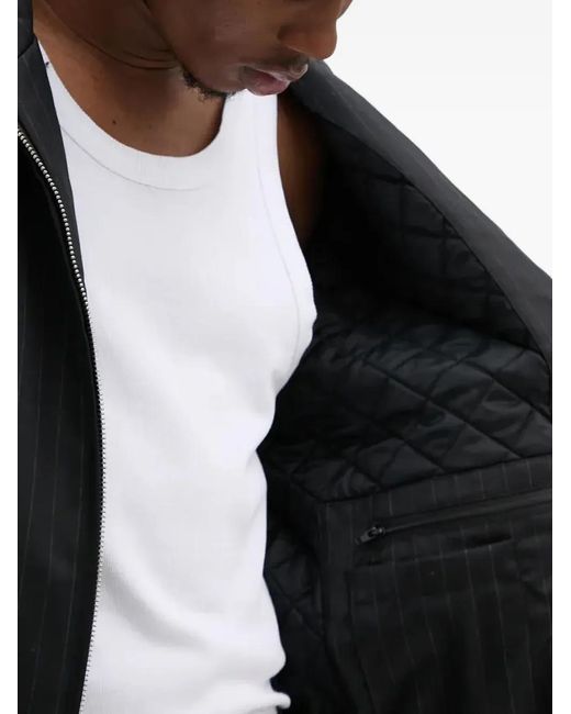 Bluemarble Black Pinstripe Hooded Jacket for men
