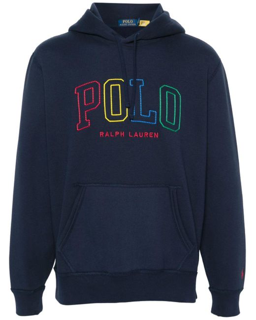 Polo Ralph Lauren Blue Embroidered-logo Hoodie for men