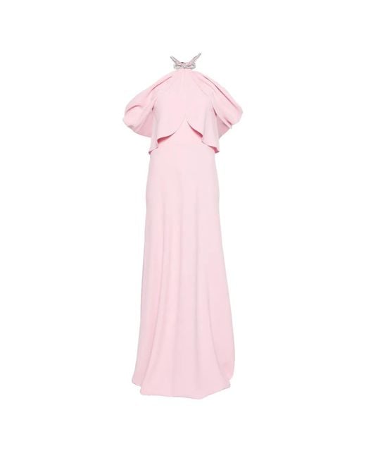 Alberta Ferretti Pink Halterneck Maxi Dress