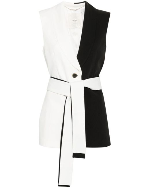 Two-tone belted waistcoat Liu Jo de color Black