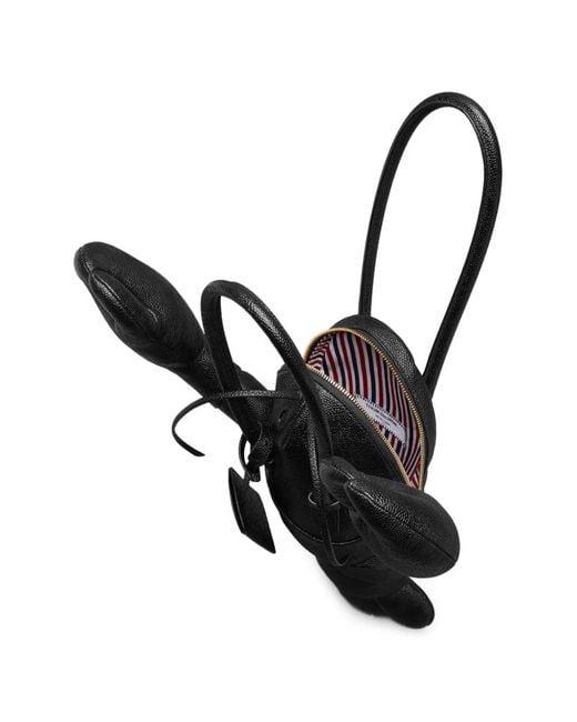 Thom Browne Black Lobster-Motif Leather Tote Bag