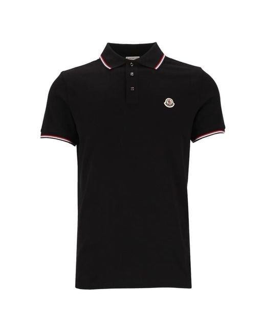 Polo À Patch Logo Moncler pour homme en coloris Black