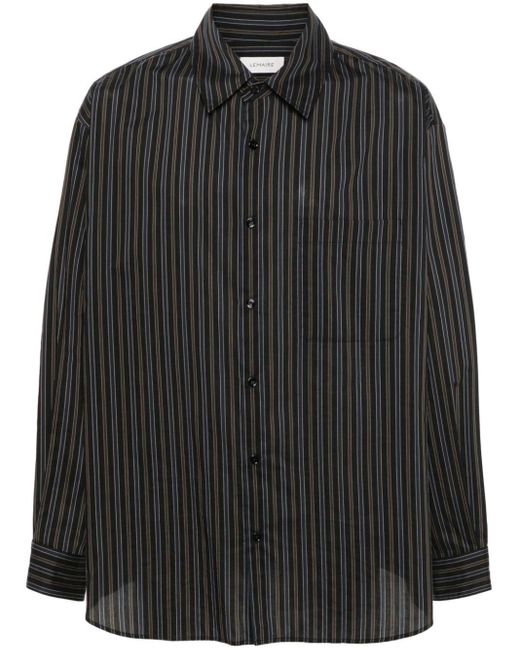 Lemaire Black Long-sleeved Striped Shirt for men