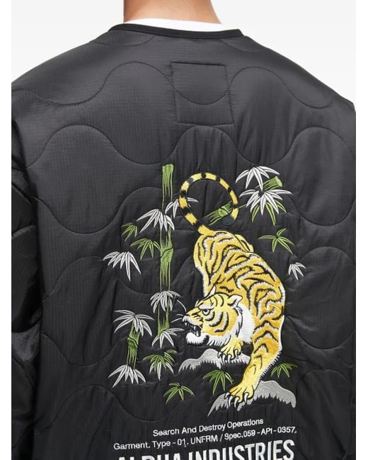 Bomber Trapuntato di Alpha Industries in Black da Uomo