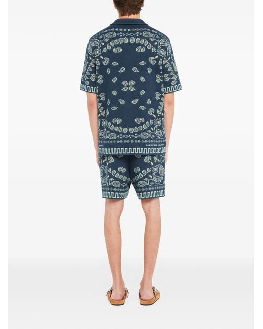 Alanui Blue Bandana-Pattern Shirt for men