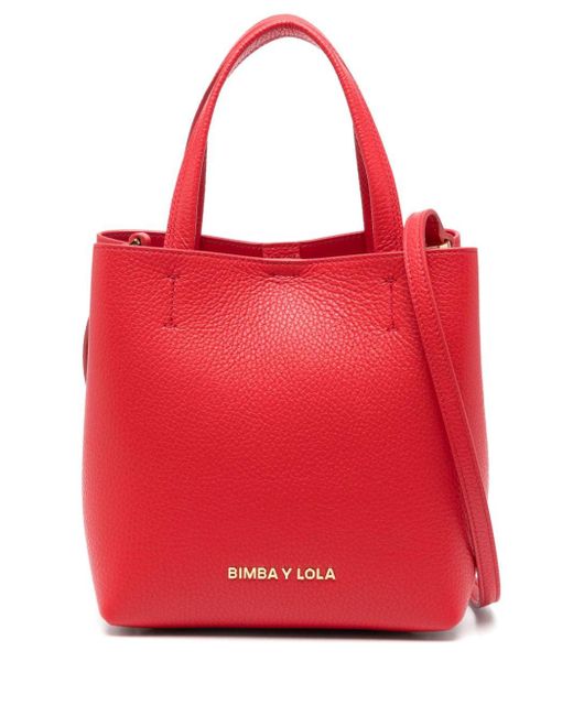 Bimba Y Lola Red Small Chihuahua Leather Tote Bag