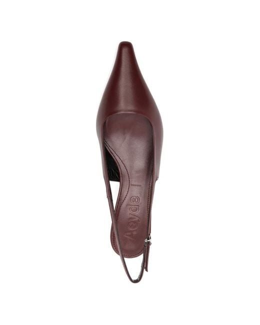 Aeyde Brown Catrina Point-Toe Slingback Pumps