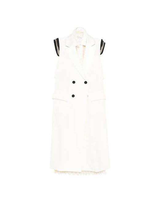 Sacai White Suiting Dress