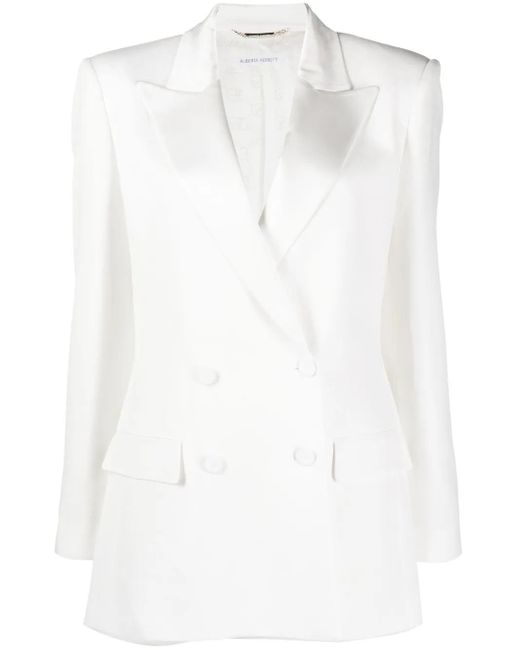 Alberta Ferretti White Double-Breasted Tailored Blazer