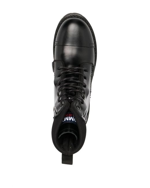 Botines con cordones Tommy Hilfiger de Cuero de color Negro | Lyst