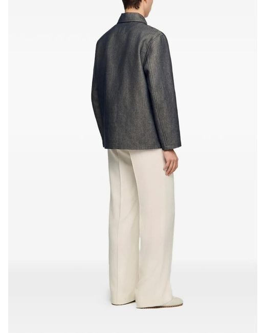 Sandro Gray Denim-Effect Worker Jacket for men