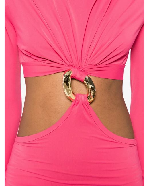 MITILIANE COUTURE Pink Cut-Out Chain-Link Dress