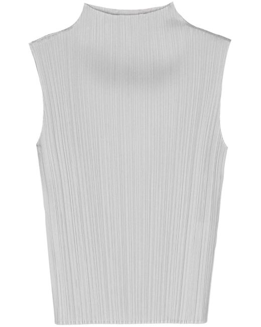 Pleats Please Issey Miyake White 10 Pleated Tank Top