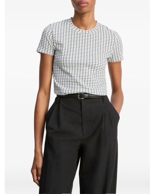 Vince Black Gingham-Check Short-Sleeve T-Shirt