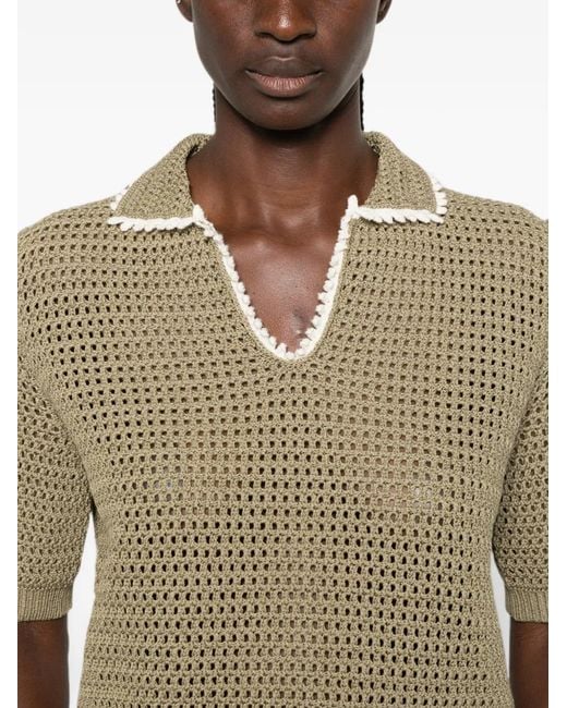 Fabiana Filippi Natural Crochet-Knit Short-Sleeve Sweater