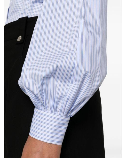 LVIR White Gathered-detail Striped Shirt