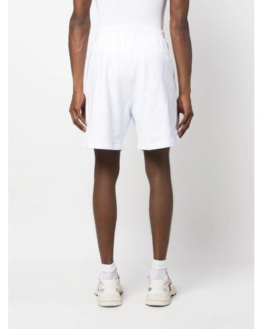 MSGM White Logo-Print Cotton Shorts for men