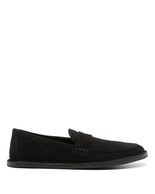 The Row Black Almond Suede Loafers for men