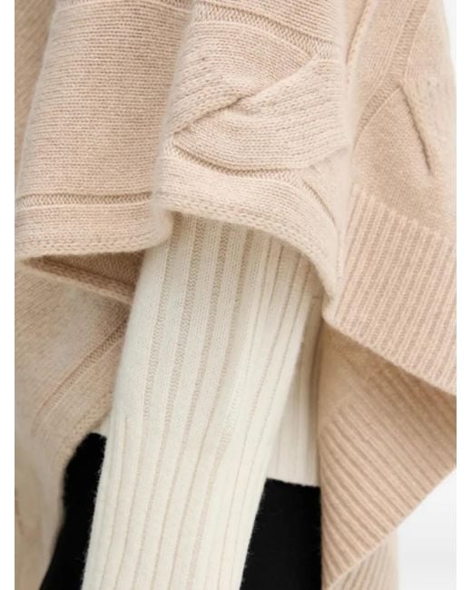 Benetton Natural Cable-Knit Cape