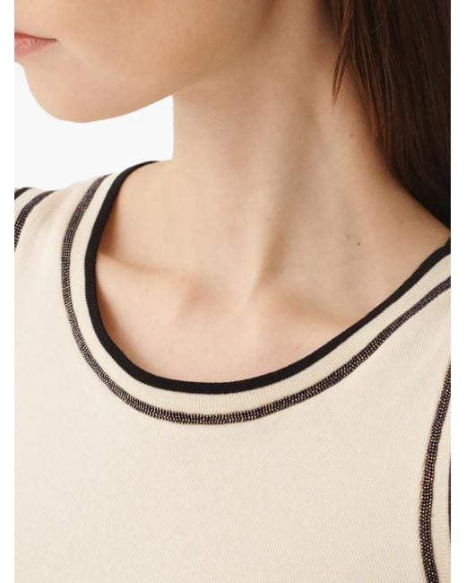 Fabiana Filippi Natural Round-Neck Sleveless Top