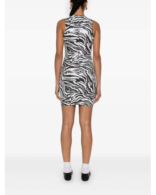 ROTATE BIRGER CHRISTENSEN Black Zebra-Print Sequin Embellished Dress