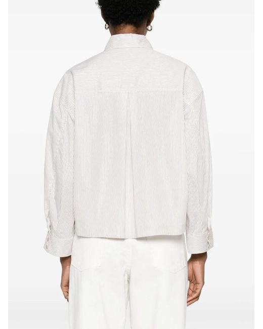 Peserico White Long-Sleeve Stripe Shirt